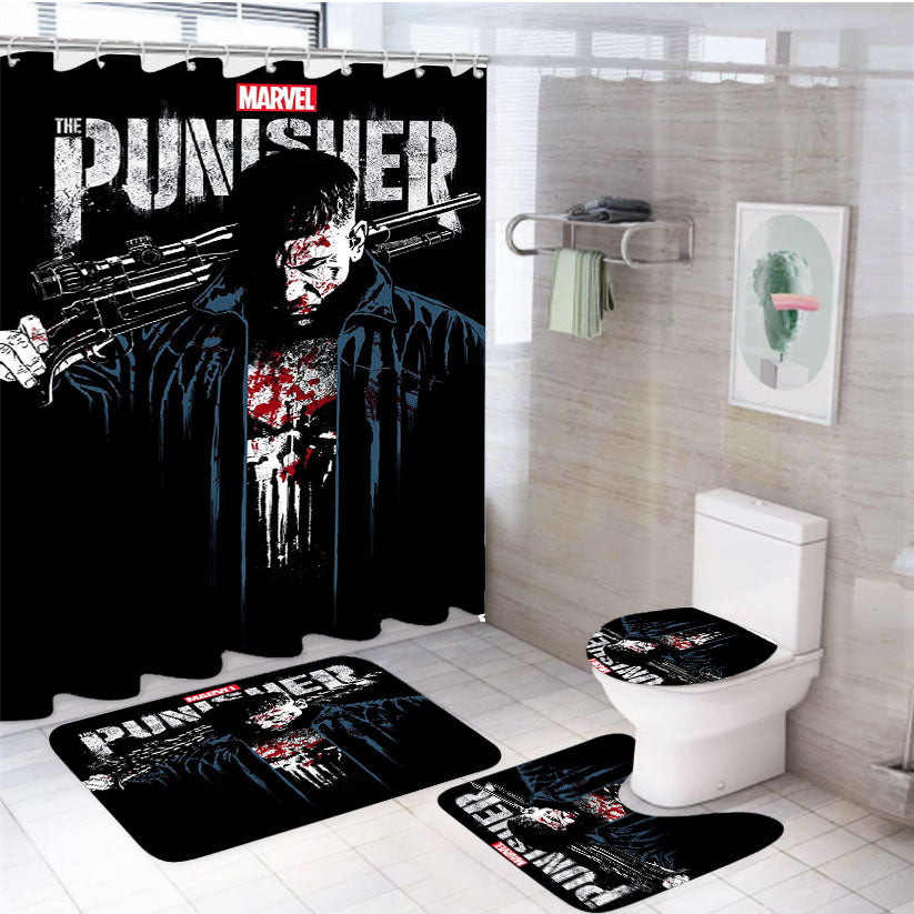 The Punisher Marvel Comics 4Pcs Bathroom Set Shower Curtain
