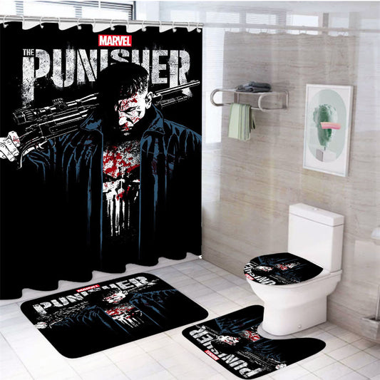The Punisher Marvel Comics 4Pcs Bathroom Set Shower Curtain