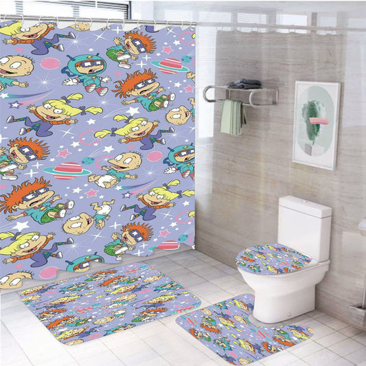 The Rugrats Pattern Acid Galaxy 4Pcs Bathroom Set Shower Curtain