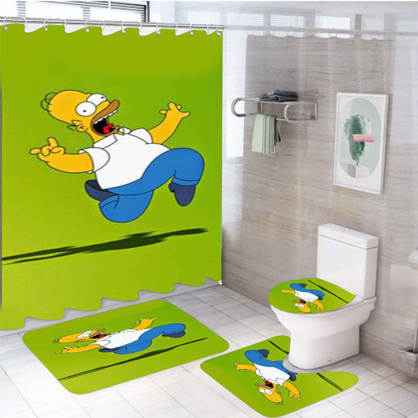 The Simpsons Homer 4Pcs Bathroom Set Shower Curtain