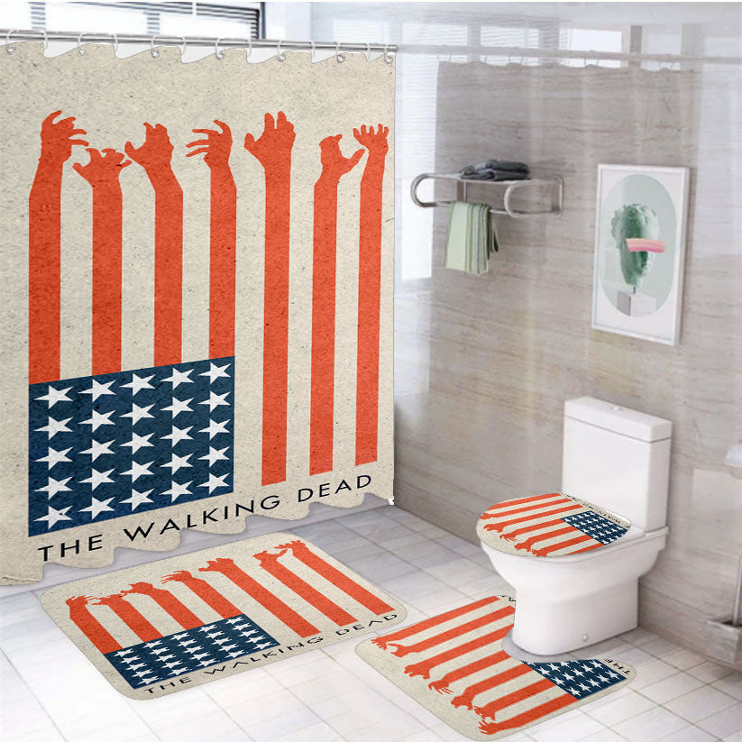 The Walking Dead America Flag 4Pcs Bathroom Set Shower Curtain