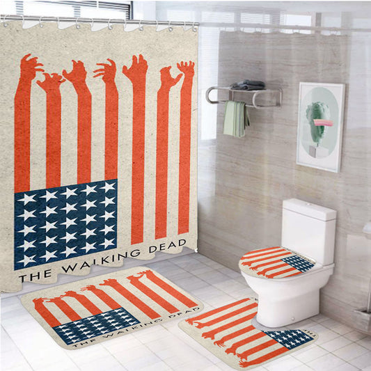 The Walking Dead Usa Flag 4Pcs Bathroom Set Shower Curtain