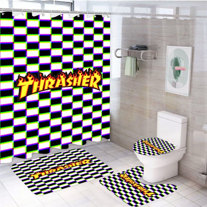 Thrasher Chess 4Pcs Bathroom Set Shower Curtain