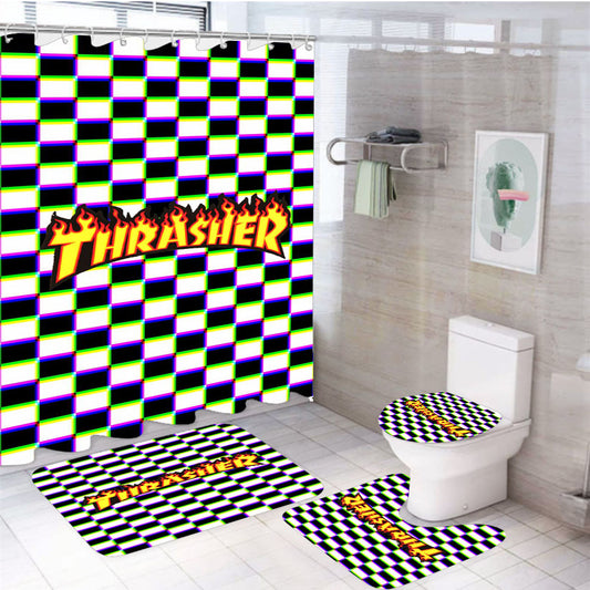 Thrasher Chess 4Pcs Bathroom Set Shower Curtain