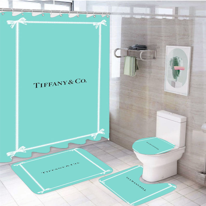Tiffany And Co 3 4Pcs Bathroom Set Shower Curtain