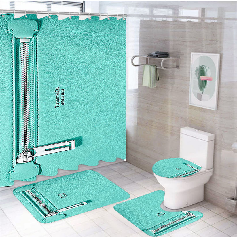 Tiffany And Co Blue Backpack 4Pcs Bathroom Set Shower Curtain