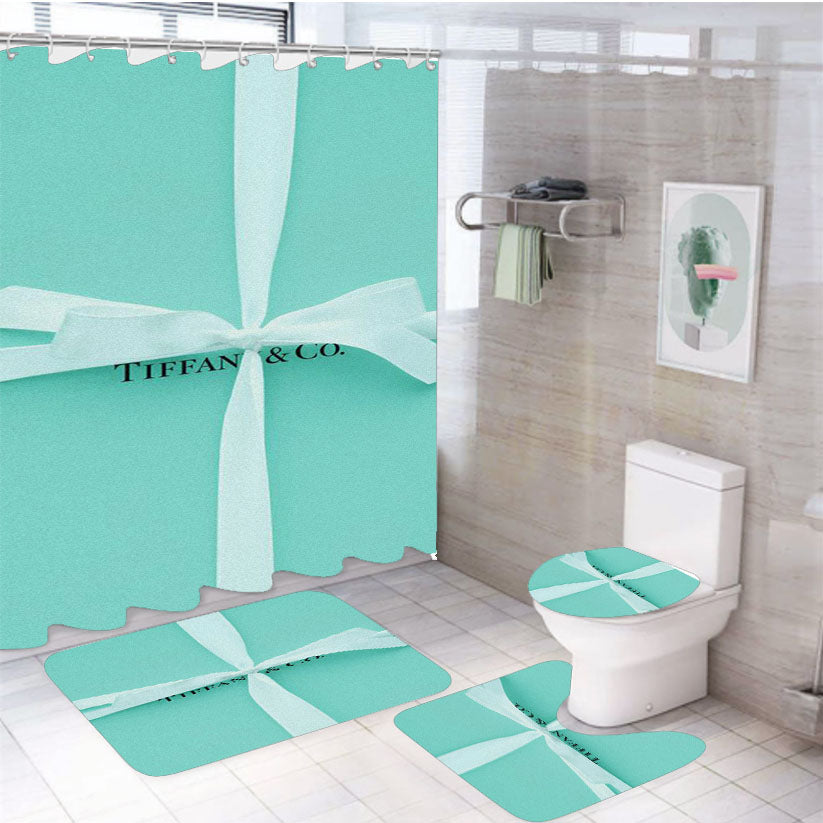 Tiffany And Co Blue Box With Ribbon 4Pcs Bathroom Set Shower Curtain