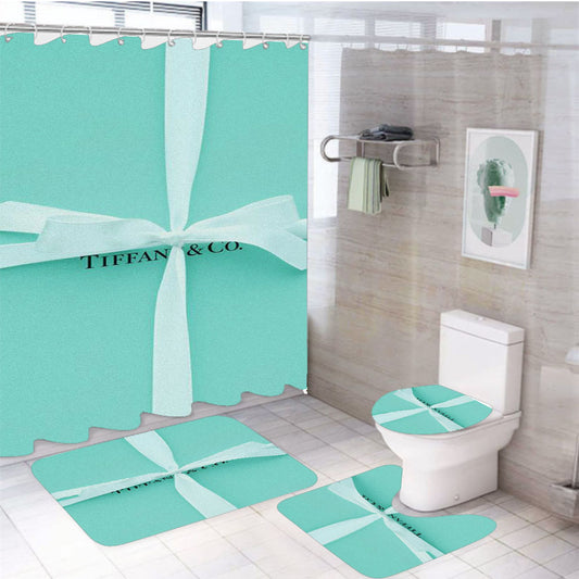 Tiffany And Co Blue Box With Ribbon 4Pcs Bathroom Set Shower Curtain