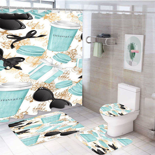 Tiffany And Co Collage 4Pcs Bathroom Set Shower Curtain