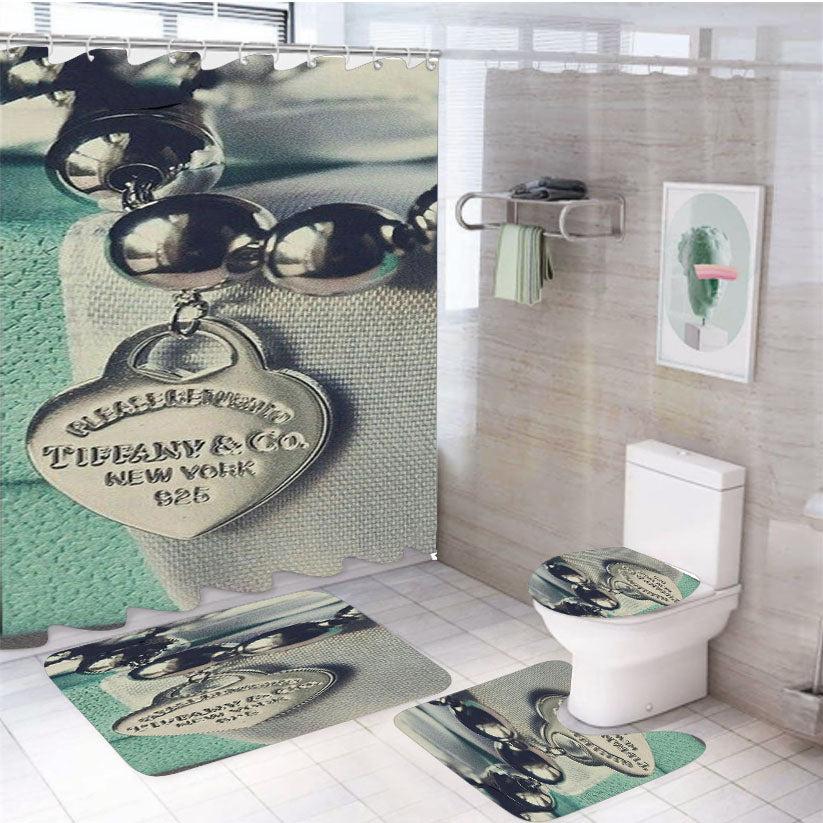 Tiffany And Co New York 4Pcs Bathroom Set Shower Curtain