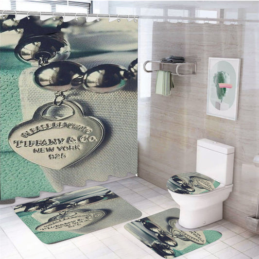 Tiffany And Co New York 4Pcs Bathroom Set Shower Curtain