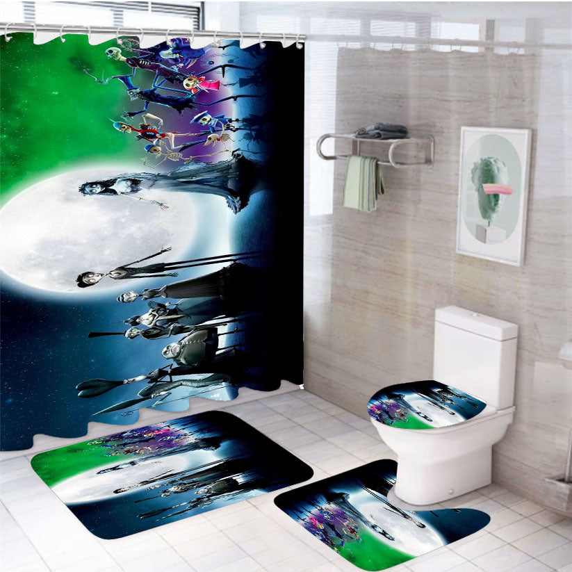 Tim Burtons Corpse Bride Movie 4Pcs Bathroom Set Shower Curtain