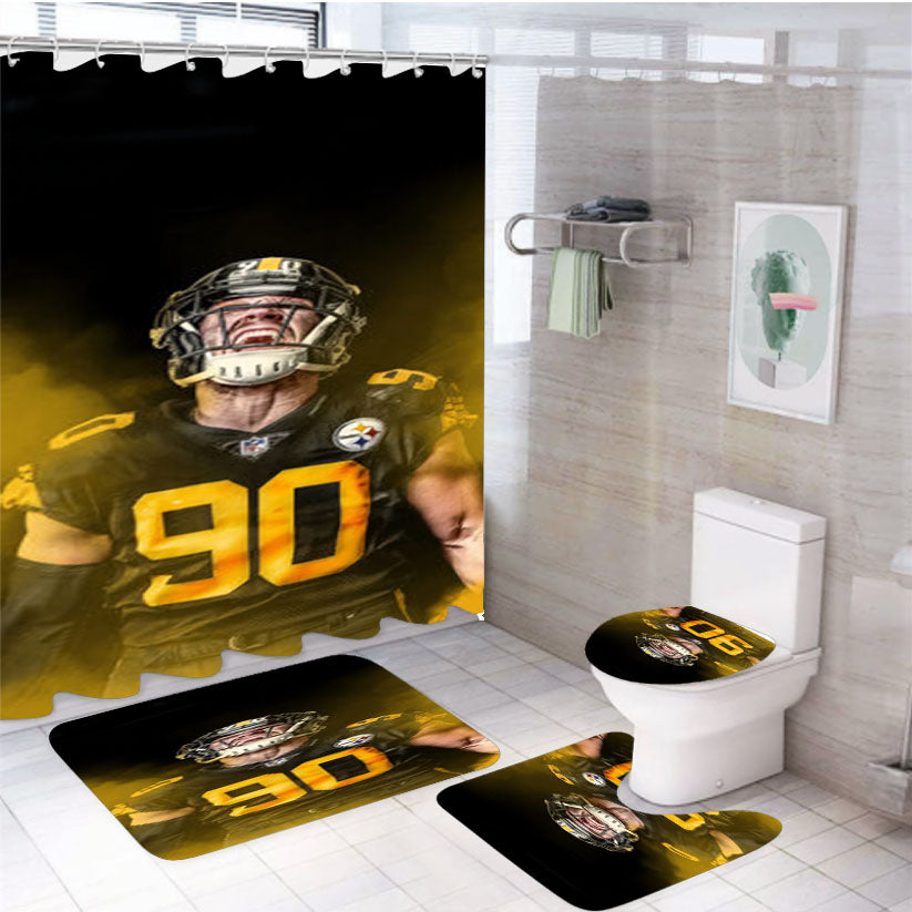 Tj Watt Pittsburgh Steelers 4Pcs Bathroom Set Shower Curtain