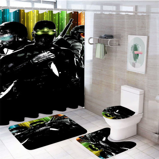 Tom Clancy Game Beyond 4Pcs Bathroom Set Shower Curtain