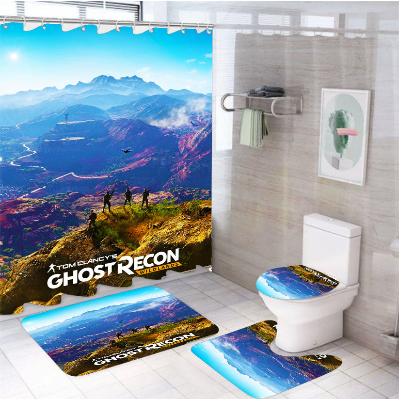 Tom Clancy'S Ghost Recon Wildlands 4Pcs Bathroom Set Shower Curtain