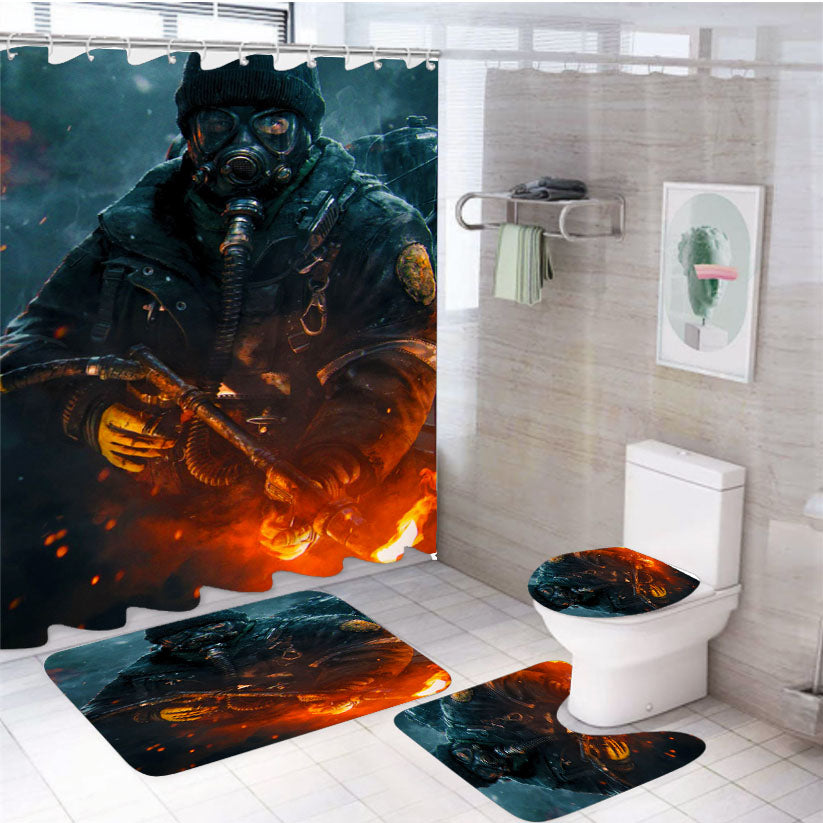 Tom Clancy'S The Division 4Pcs Bathroom Set Shower Curtain