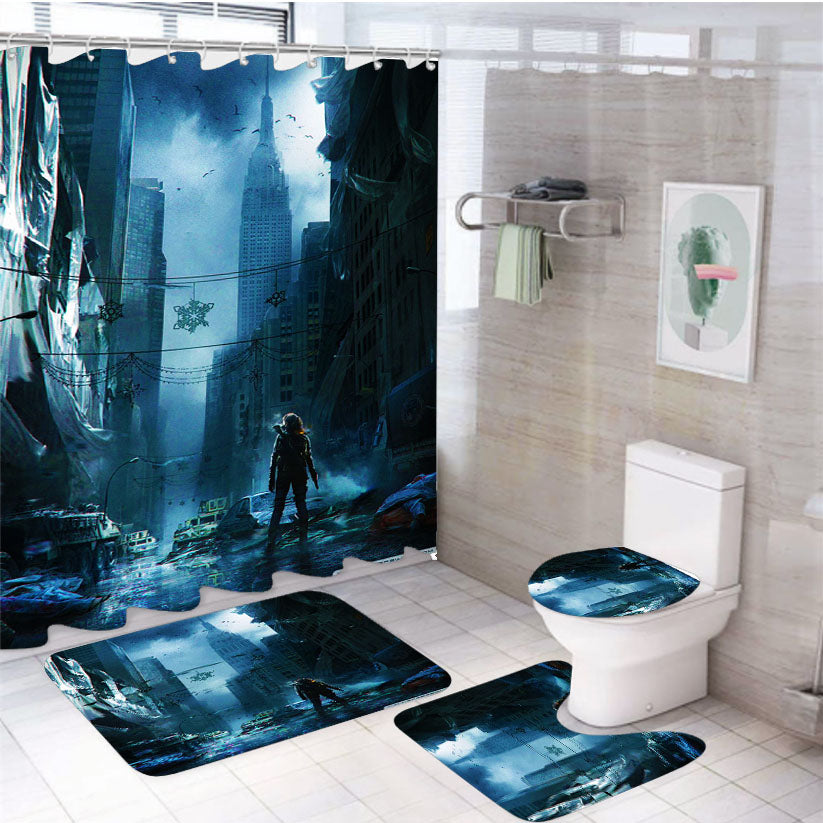 Tom Clancy'S The Division Dark Zone 4Pcs Bathroom Set Shower Curtain