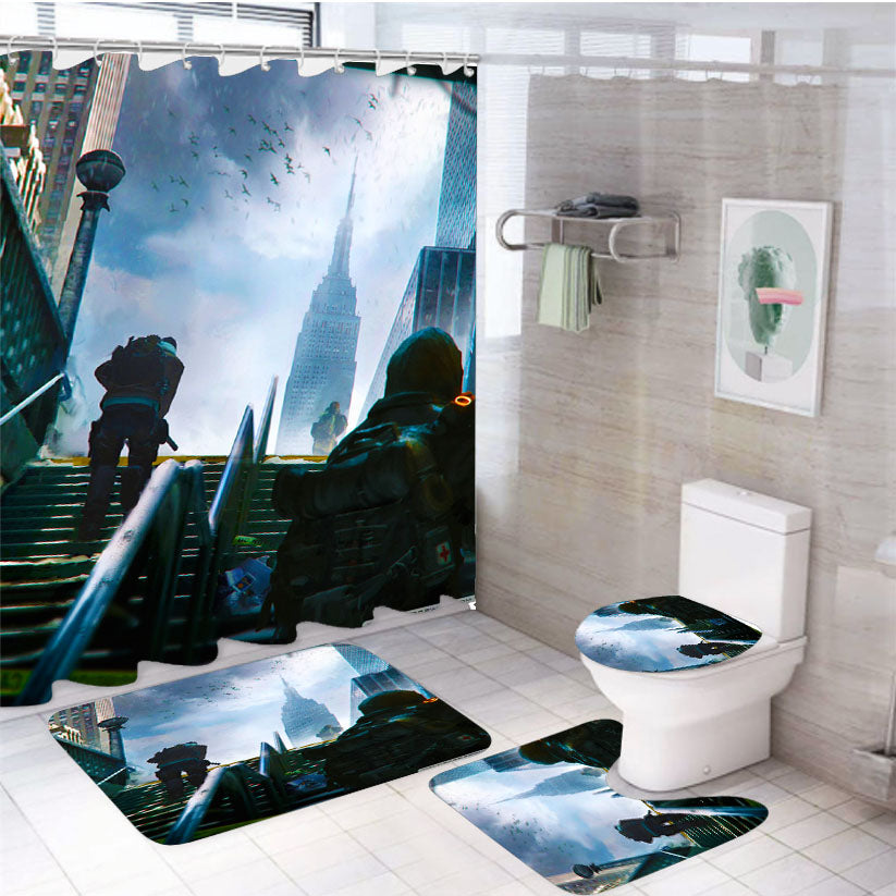 Tom Clancy'S The Division Subway Exit 4Pcs Bathroom Set Shower Curtain