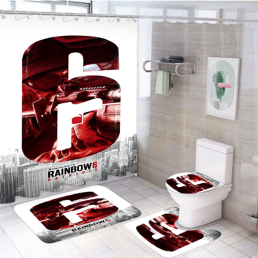 Tom Clancys Rainbow 6 Siege 4Pcs Bathroom Set Shower Curtain
