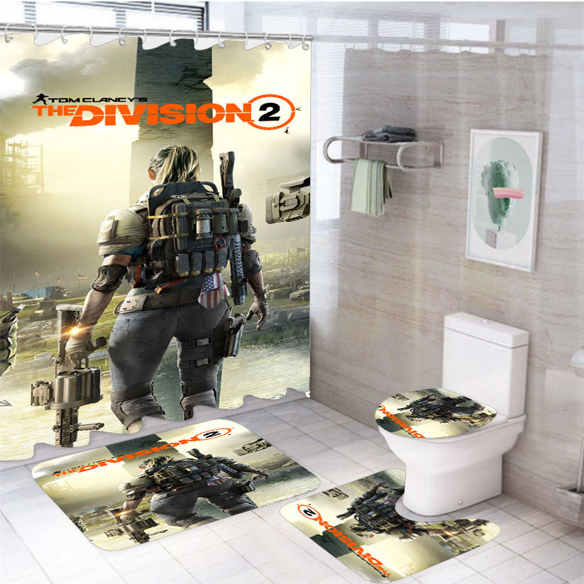 Tom Clancys The Division 2 4Pcs Bathroom Set Shower Curtain