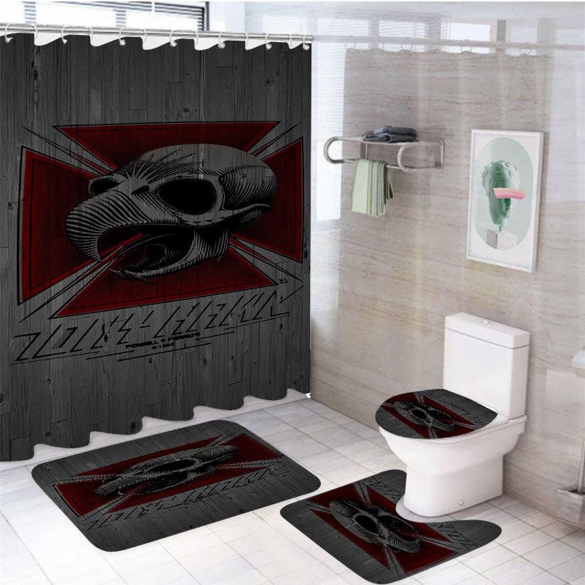 Tony Hawk Skateboard Skull Garden Logo 4Pcs Bathroom Set Shower Curtain