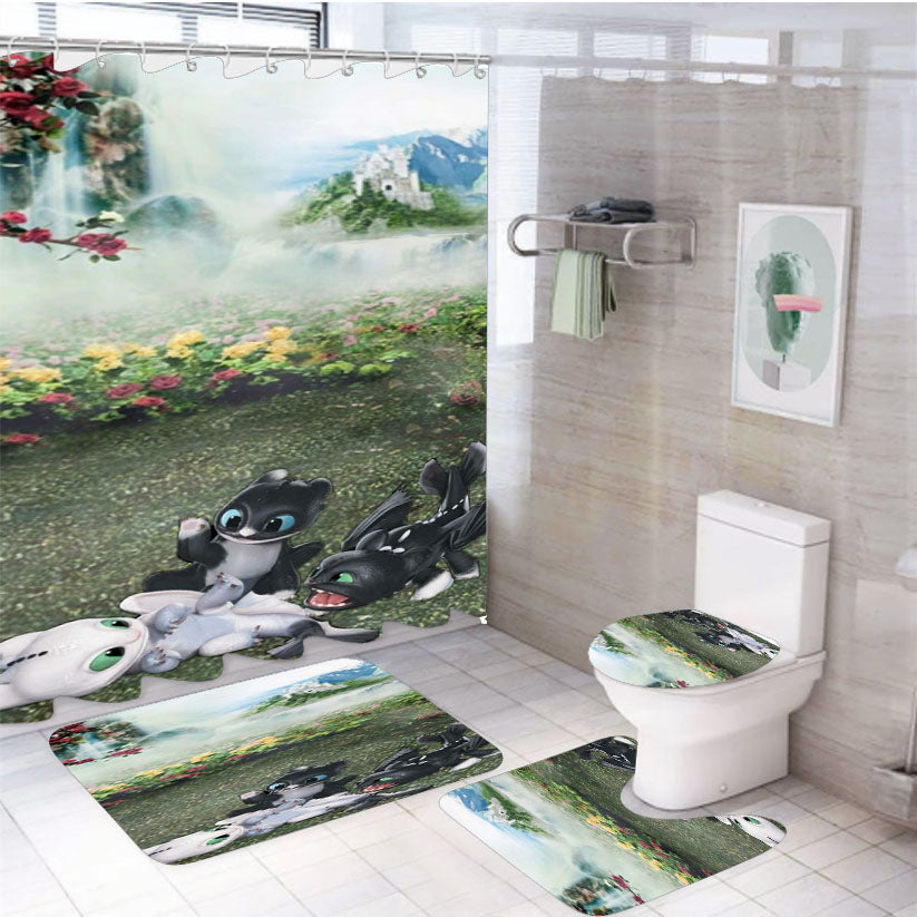 Toothless Babies In The Garden 4Pcs Bathroom Set Shower Curtain