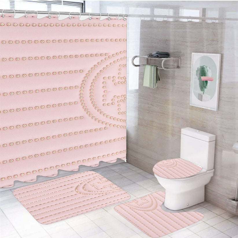 Tory Burch Fleming Mini Stud Wallet Shell Pink 4Pcs Bathroom Set Shower Curtain