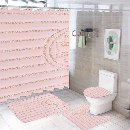 Tory Burch Fleming Mini Stud Wallet Shell Pink 4Pcs Bathroom Set Shower Curtain