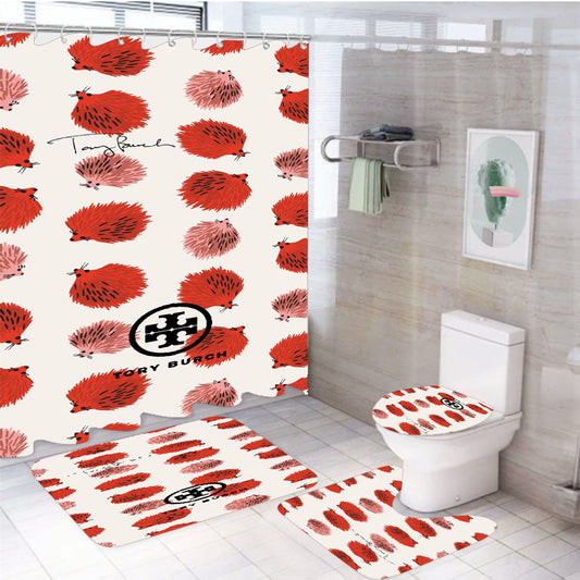 Tory Burch Hedgehog Pattern 4Pcs Bathroom Set Shower Curtain