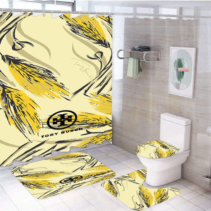 Tory Burch Spring Wallpaper 4Pcs Bathroom Set Shower Curtain