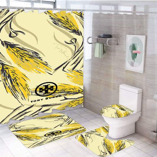 Tory Burch Spring Wallpaper 4Pcs Bathroom Set Shower Curtain
