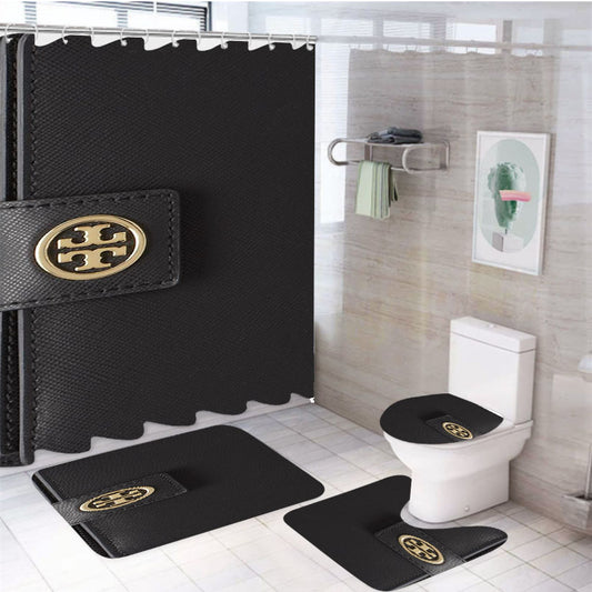 Tory Burch Wallet Chain Wallpaper 4Pcs Bathroom Set Shower Curtain