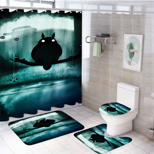 Totoro Adventure 4Pcs Bathroom Set Shower Curtain