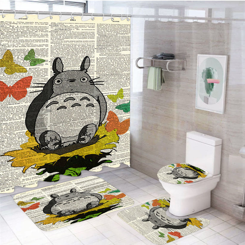Totoro In The Garden Collage Studio Ghibli 4Pcs Bathroom Set Shower Curtain