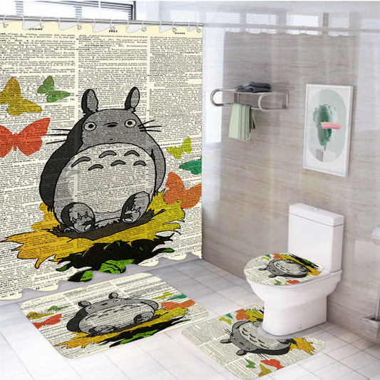 Totoro In The Garden Collage Studio Ghibli 4Pcs Bathroom Set Shower Curtain