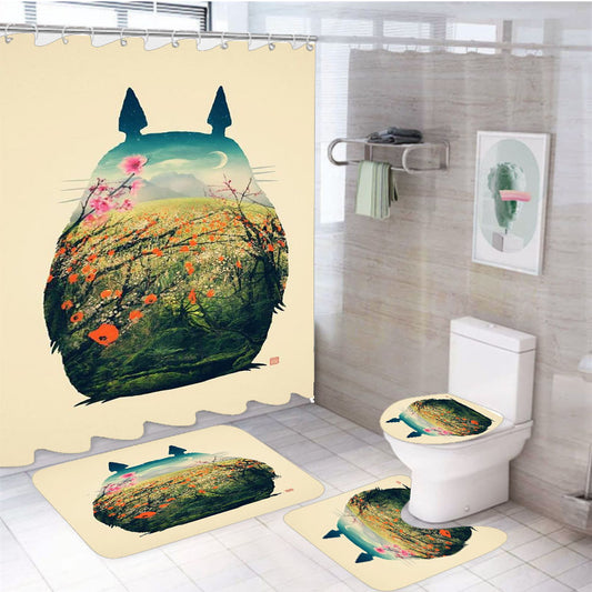 Totoro Studio Ghibli 4Pcs Bathroom Set Shower Curtain