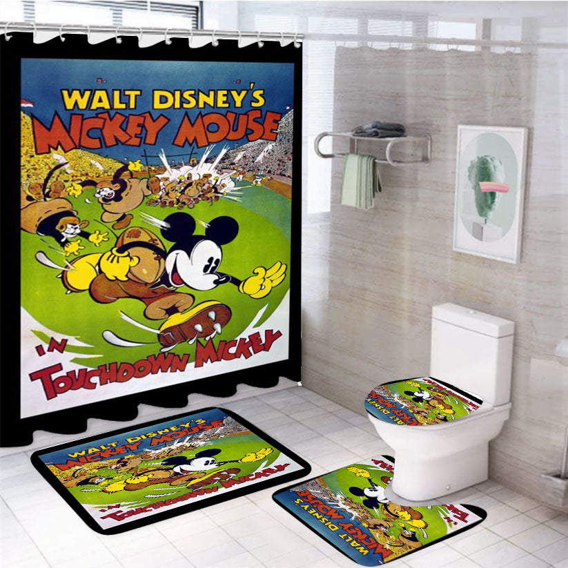 Touchdown Mickey Classic Poster 4Pcs Bathroom Set Shower Curtain