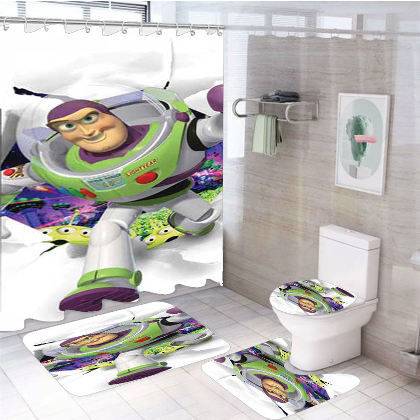 Toy Story Buzz Rip Thru 4Pcs Bathroom Set Shower Curtain