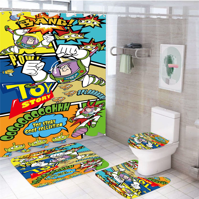 Toy Story Comic Art Collection 4Pcs Bathroom Set Shower Curtain