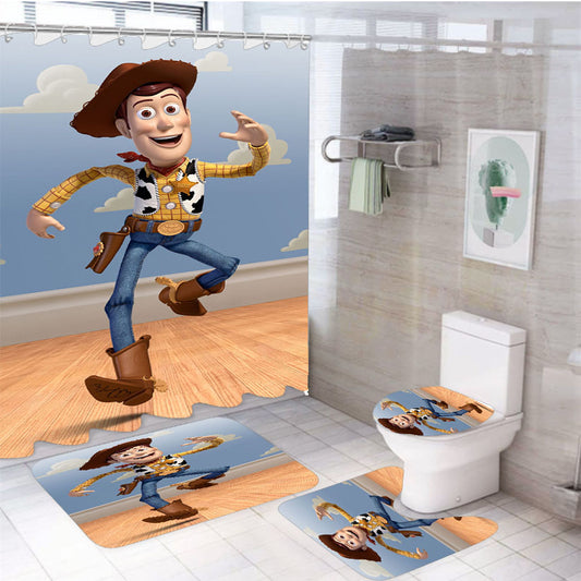 Toy Story Woody 4Pcs Bathroom Set Shower Curtain