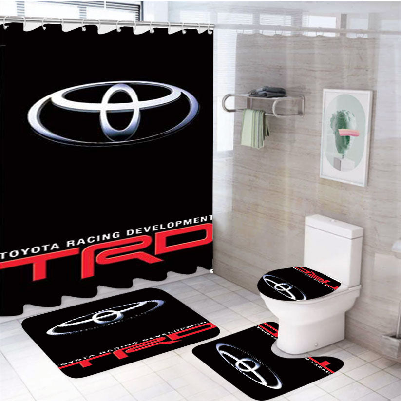 Toyota Trd Logo Red 4Pcs Bathroom Set Shower Curtain