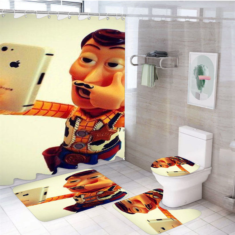 Toys Story Woody Selfie 4Pcs Bathroom Set Shower Curtain