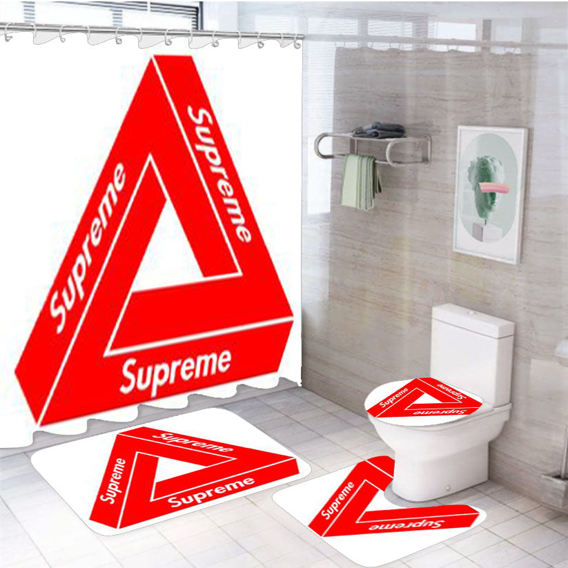 Triangle Palace X Supreme 4Pcs Bathroom Set Shower Curtain