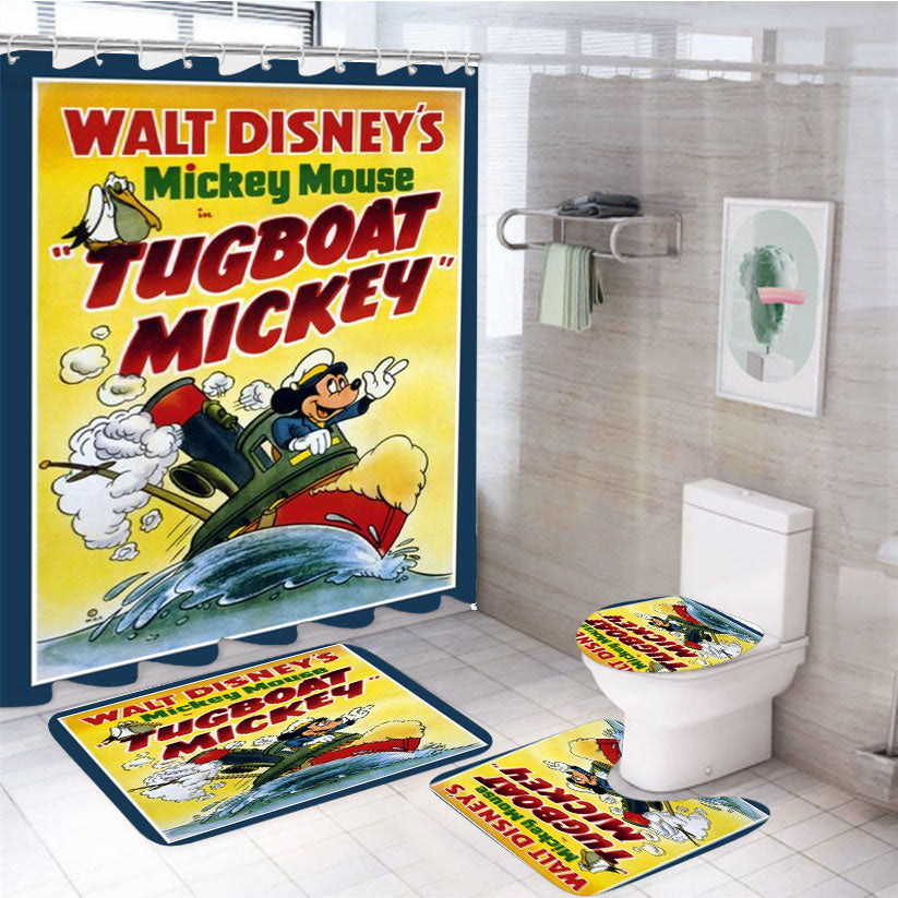 Tugboat Mickey Classic Poster 4Pcs Bathroom Set Shower Curtain