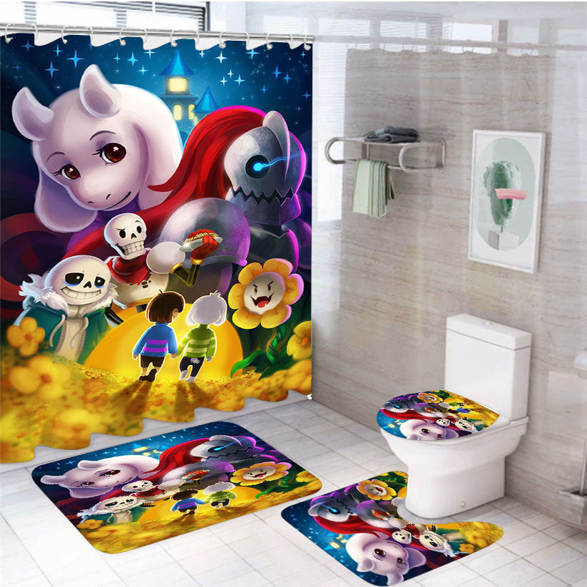 Undertale Best Game Artwok 4Pcs Bathroom Set Shower Curtain