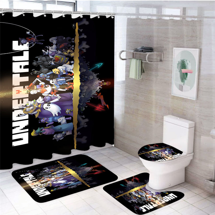 Undertale Characters Minecraftt 4Pcs Bathroom Set Shower Curtain