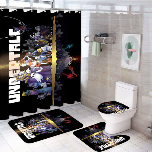 Undertale Characters Minecraftt 4Pcs Bathroom Set Shower Curtain