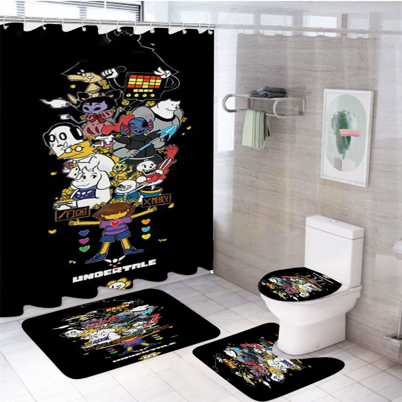 Undertale Fight Or Mercy Ultimate High Quality 4Pcs Bathroom Set Shower Curtain