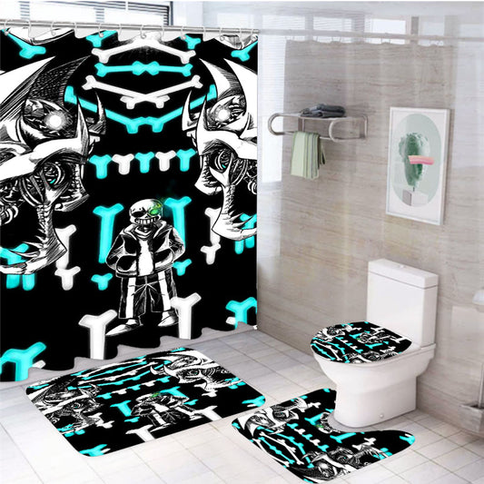 Undertale Megalovania Fight Fanart 4Pcs Bathroom Set Shower Curtain