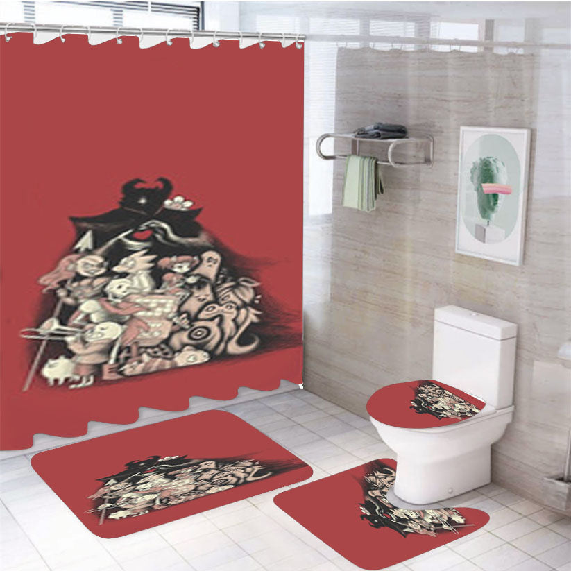 Undertale Merch 4Pcs Bathroom Set Shower Curtain